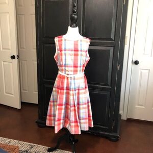 Tommy Hilfiger  12 orange multi color plaid dress , sweater is time and tru lg